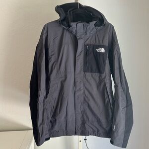The North Face Men’s Gray Black Hooded Hyvent Rain Zip Up Jacket, Large